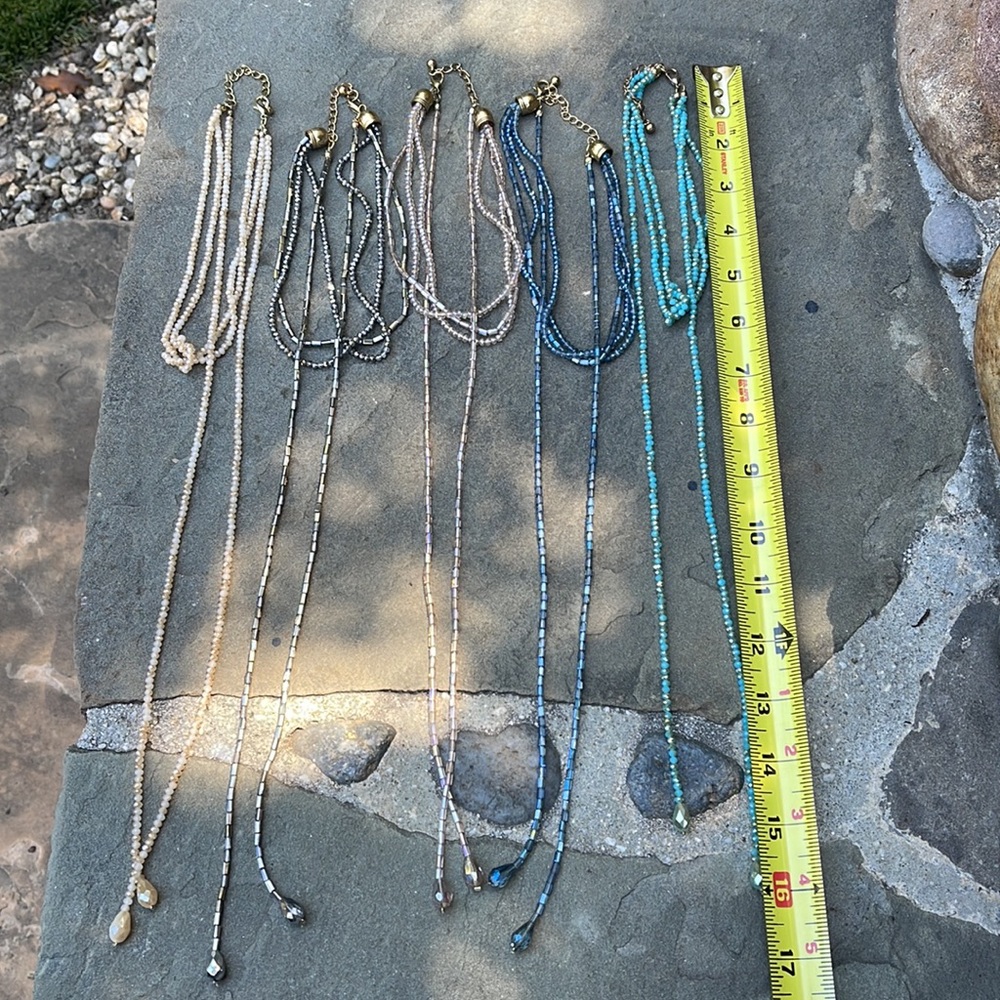5 Adjustable Beaded Choker Tassel Necklaces